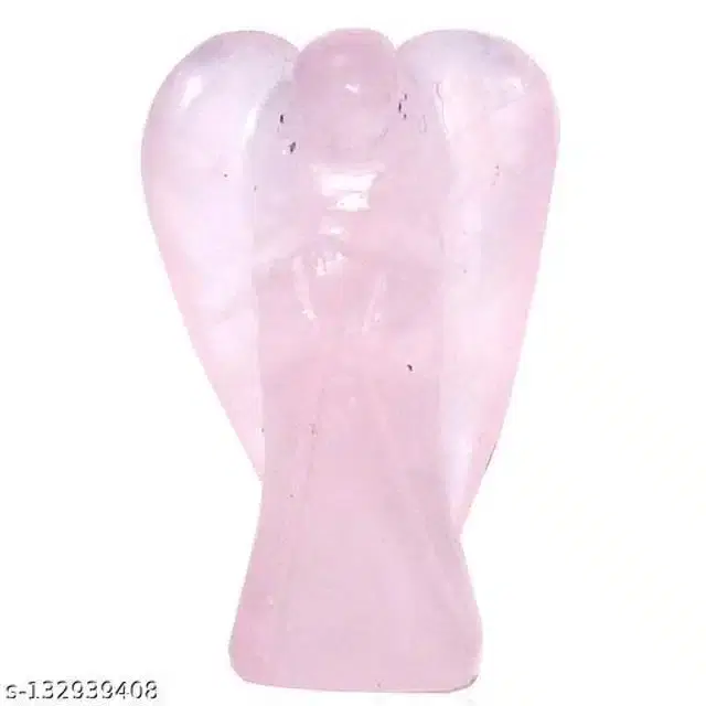 Stone Rose Quartz Angel Figurine, Pink
