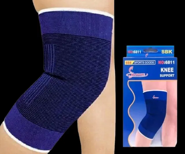 Polyester Solid Knee Sleeves for Women, Blue, Set of 1