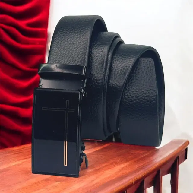 PU Belt for Men, Black, Free Size, Smooth Texture, Casual