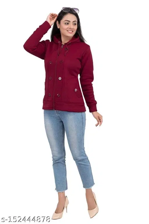 Polyester Sweater for Women (Maroon, S)