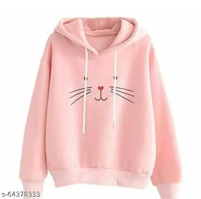 Full Sleeves Hooded Sweatshirt for Women (Peach, S)