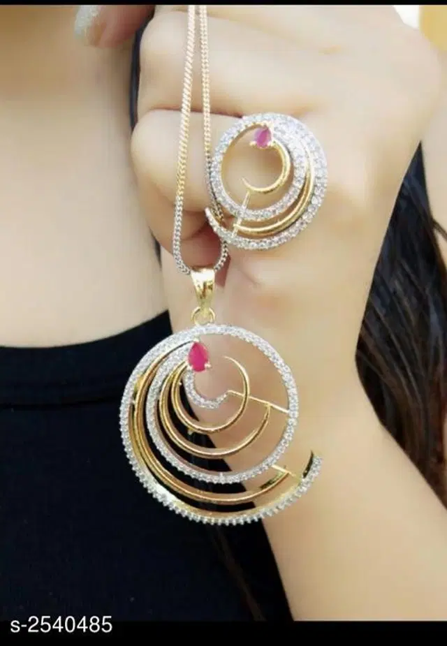 Alloy Necklace with Earrings for Women, Set of 1 (Multicolor)