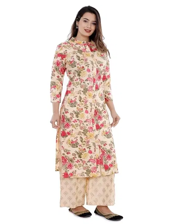 Pure Cotton Kurti for Women (Cream, S)
