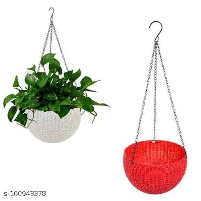 Plastic Hanging Planter, Multicolor, Pack of 2