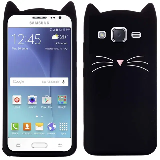 Rubber Mobile Back Cover for Samsung Galaxy J3 (Black)