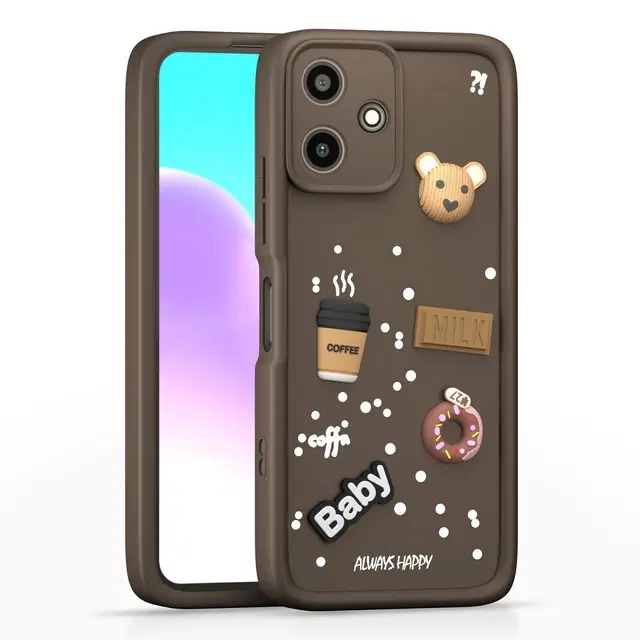 Rubber Mobile Back Cover for REDMI 12 5G (Brown)