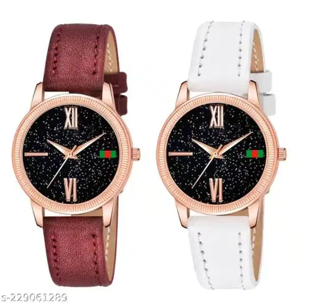 Analog Watch for Women, Pack of 2 (Multicolor)