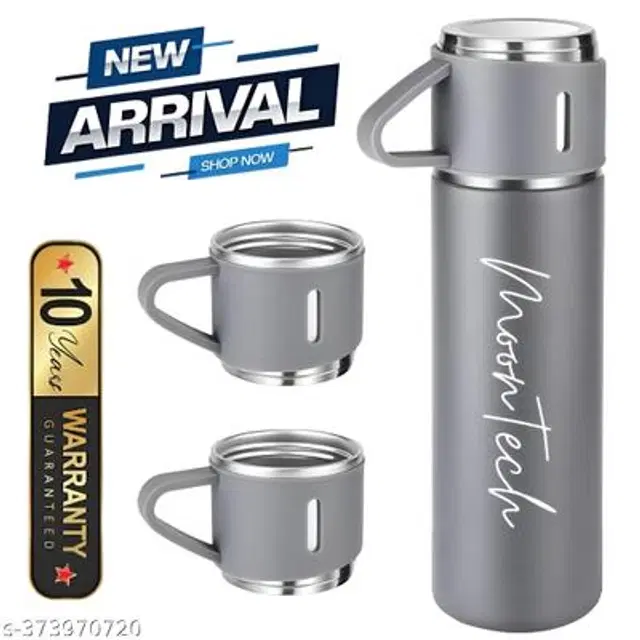 Stainless Steel Vacuum Flask with 2 Cups, Multicolor, 500 ml