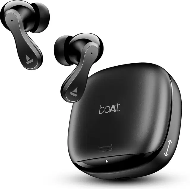 boAt Airdopes 313, Glide Shell, ENx Tech, 75h Battery, Stream Ad Free Music Via App Bluetooth Headset (Carbon Black, True Wireless)