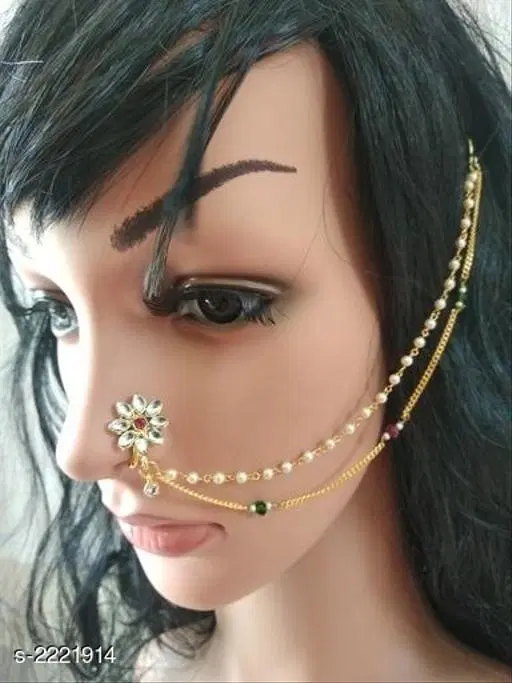 Alloy Gold Plated Nosepins for Women (Multicolor, Free Size)