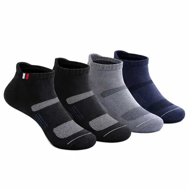 Ankle Length Cotton Blend Socks for Mens ,Multicolor, Set of 4