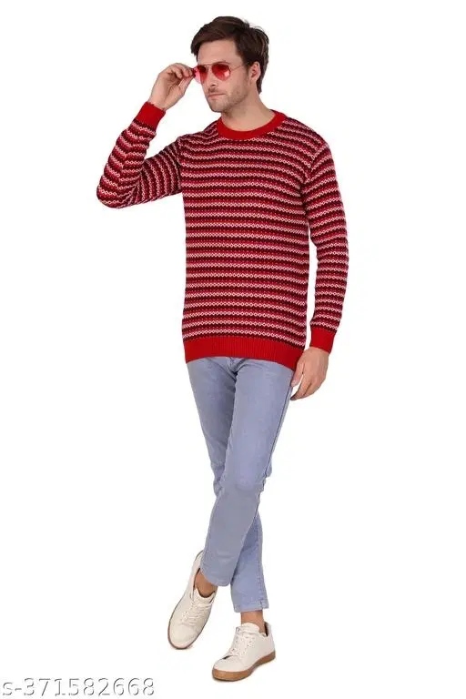 Full Sleeves Sweater for Men (Red, M)