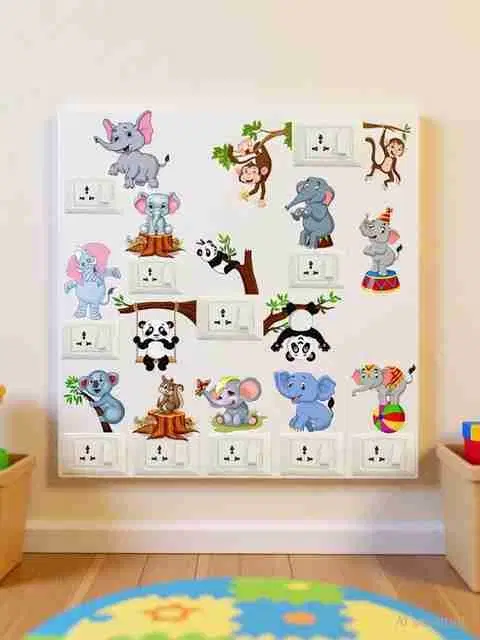 Cute Animals Switch Self Adhesive Wall Sticker