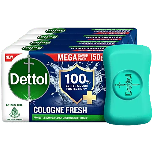 Dettol Cologne Fresh Bathing Soap 4X150 g (Pack Of 4)