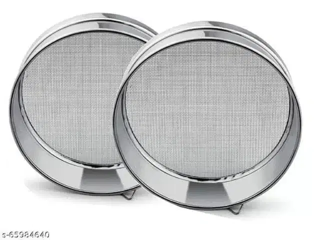 Stainless Steel Flour Strainer, Silver, Pack of 2