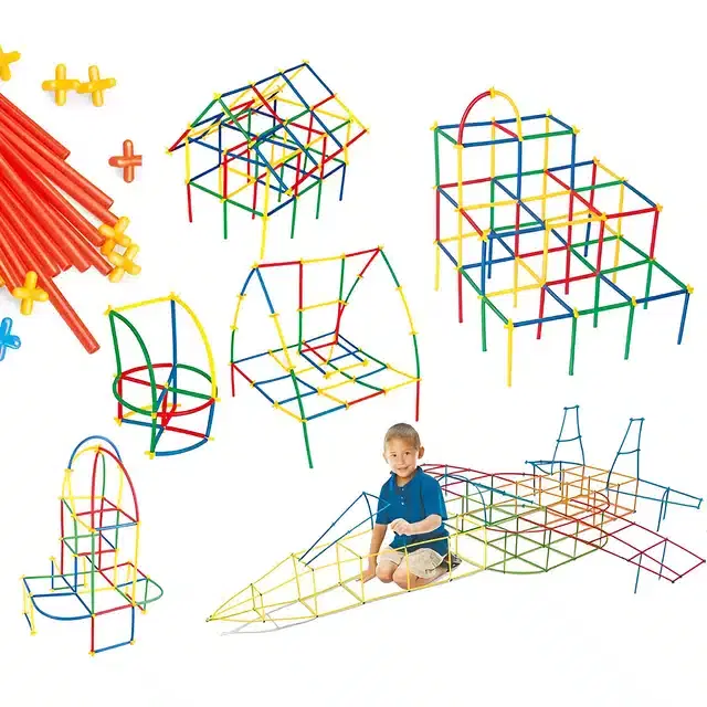 Plastic Educational Straw 100 Pcs Assembly Blocks Toy Set for Kids, Multicolor