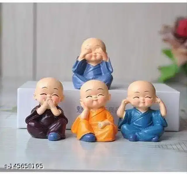 Baby Monk Buddha Showpieces, Multicolor, Pack of 4