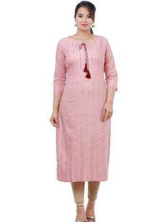 Womens Kurtis Pink Rayon(L)