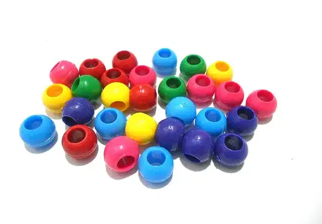 Plastic Round Beads for Jewellery Making, Multicolor, Pack of 150