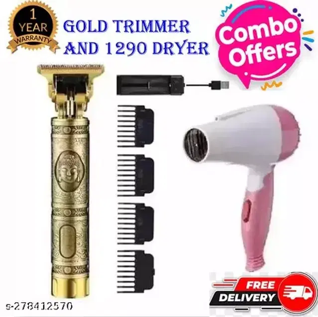 Foldable Hair Dryer with Hair Trimmer for Men, Multicolor, Set of 2