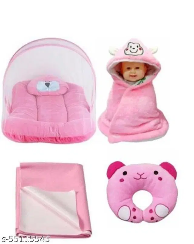 Microfiber Blankets for Babies, Pack of 4 (Pink, Free Size)