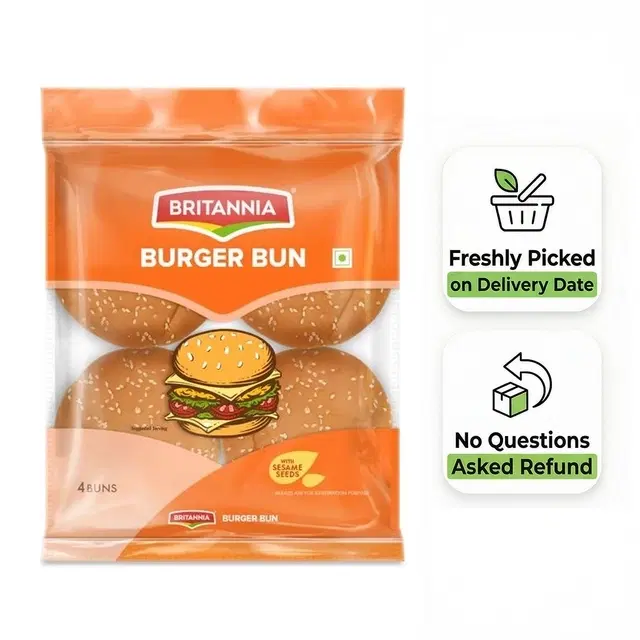 Britannia Sesame Seeds Burger Bun 200 g ( Pack of 4)