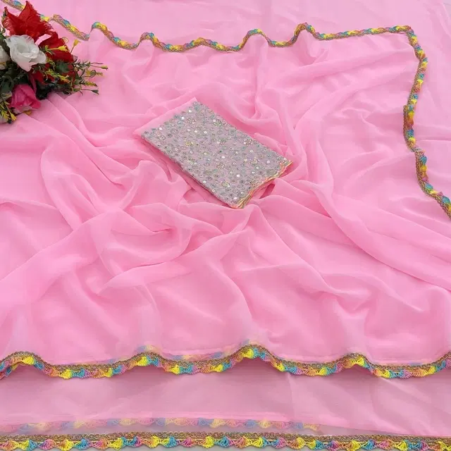 Silk Woven Design Saree for Women, Pink (6.3 m)