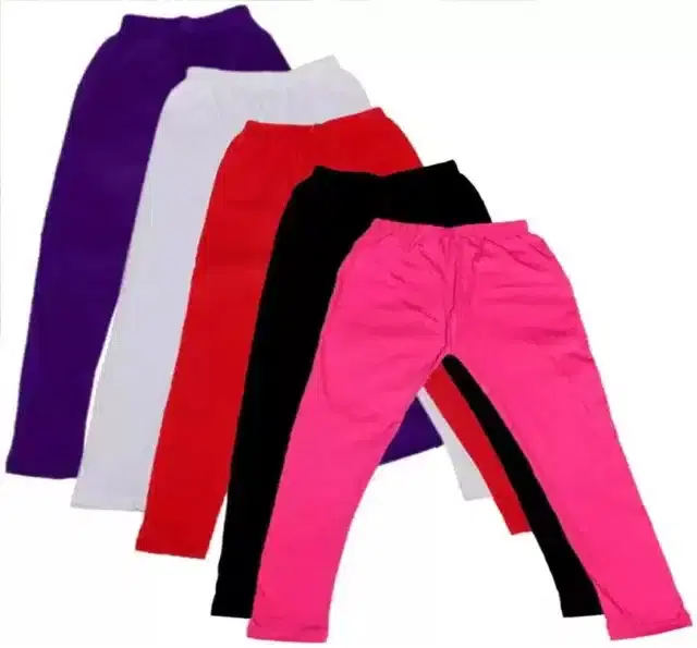 Soft & Comfortable Leggings for Girls, Pack of 5 (Multicolor, 2-3 Years)