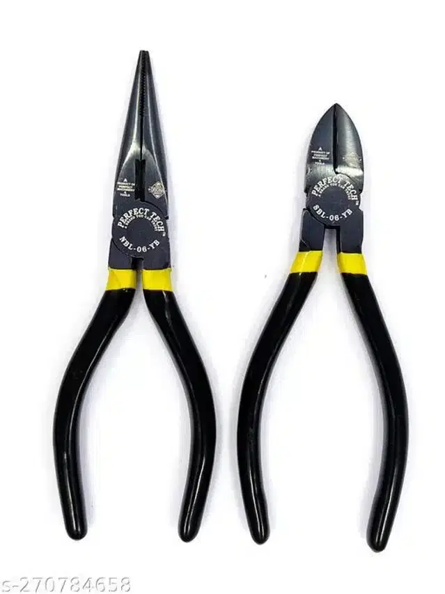 Long Nose & Side Cutting Plier, Set of 2, Yellow & Black