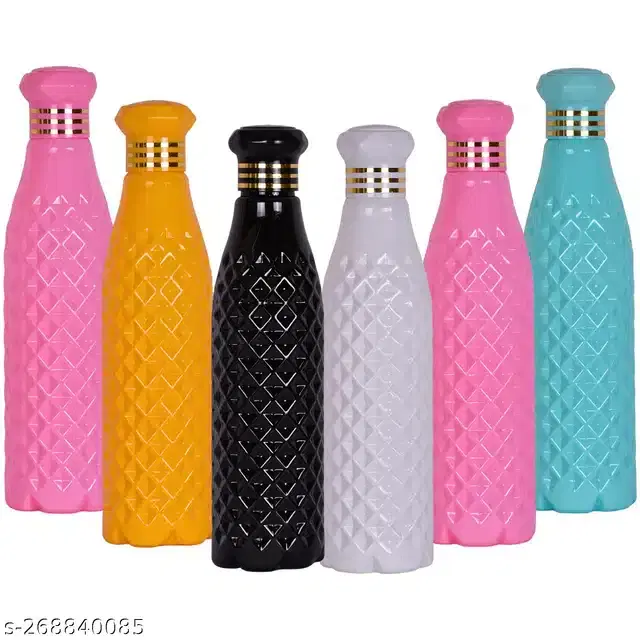 Plastic Water Bottles Set, Pack of 6, Multicolor, 1000 ml