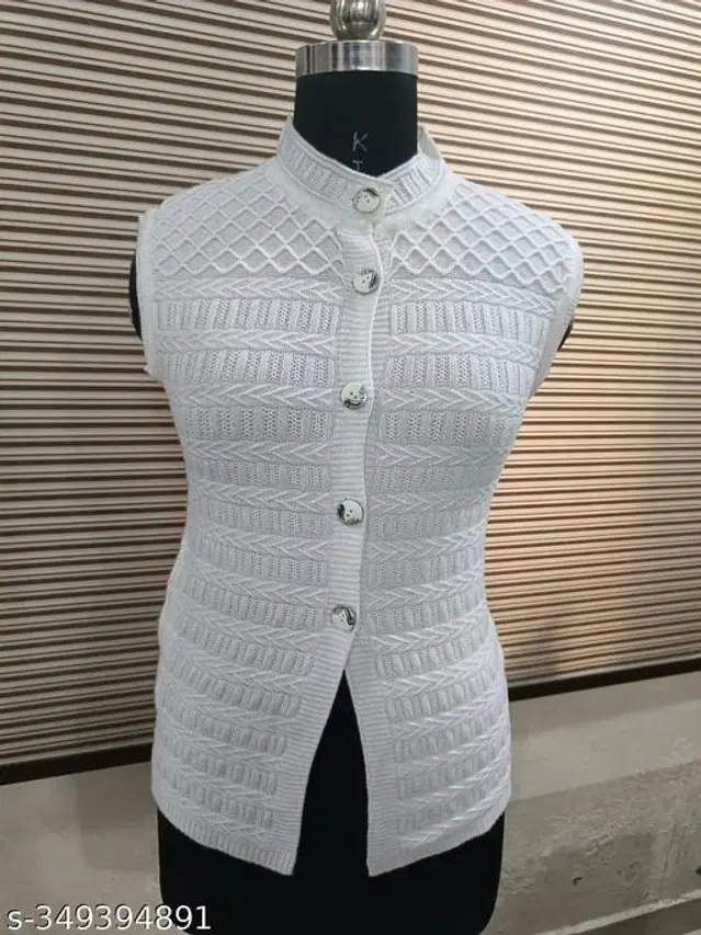Woolen Sweater for Women (White, L)