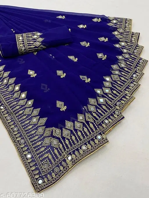 Beautiful Saree for Women (Blue, Free Size)
