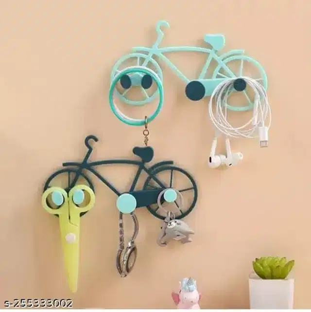 Bicycle Wall Key Holder, Blue & Green, Pack of 4