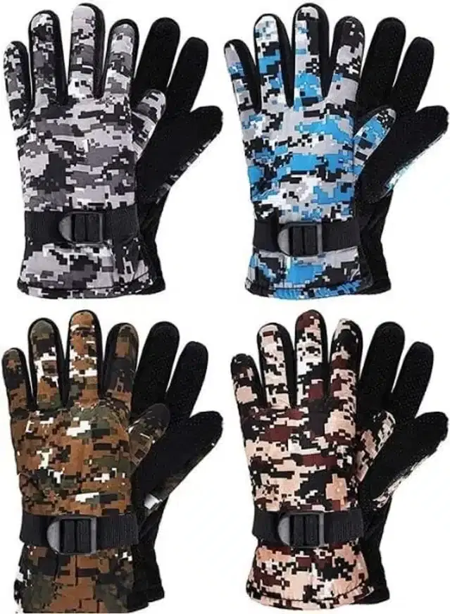 Winter Army Gloves for Men & Boys, Set of 4 (Multicolour)