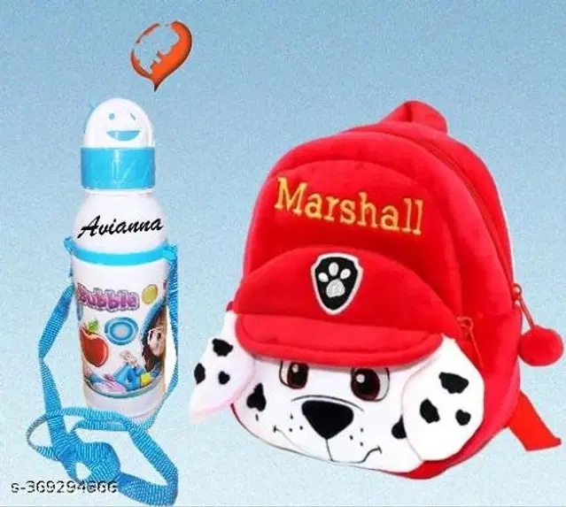 Synthetic Backpack with Sipper for Kids, Multicolor, Set of 2