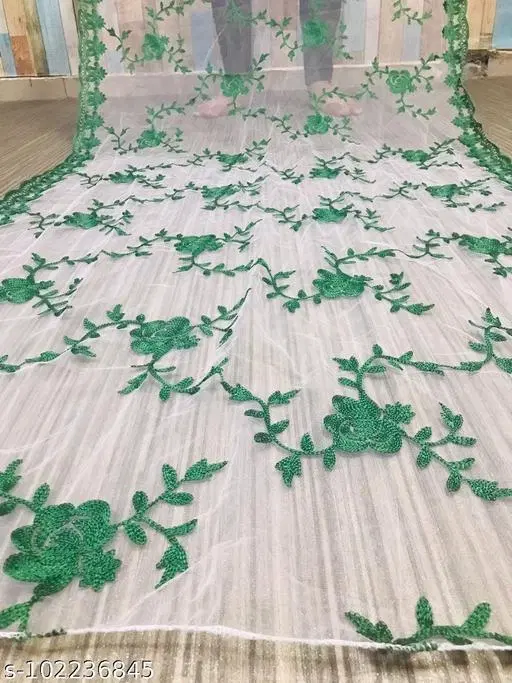 Embroidered Punjabi Net (Green, Free Size)