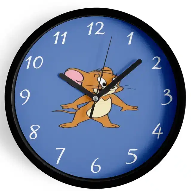 Analog Tom & Jerry Wall Clock for Home, Black, 7 Inches