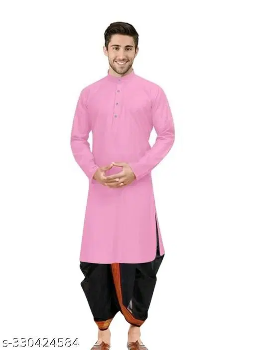 Kurta Set for Men (Pink, M)