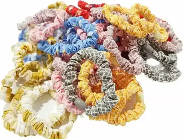 Korean Scrunchies Hair Bands Ponytail Ties Hair Scrunchies Flower Hair Scrunchies Girl Hair Accessory (12 Pcs)