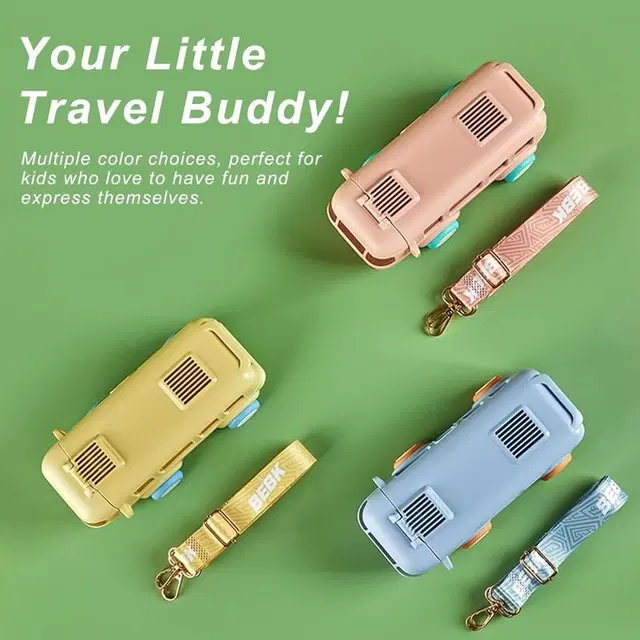 Plastic Bus Shape Sipper Bottle for Kids, Multicolor (1000 ml)