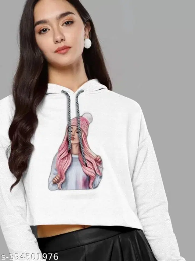 Cotton Blend Hoodie for Women (White, XXS)