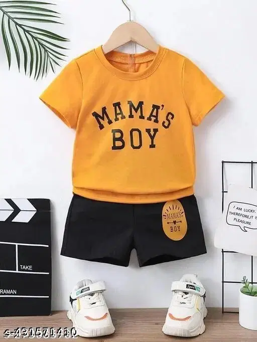 Cotton Top Bottom Sets for Boys, Pack of 1 (Mustard, 6-12 Months)