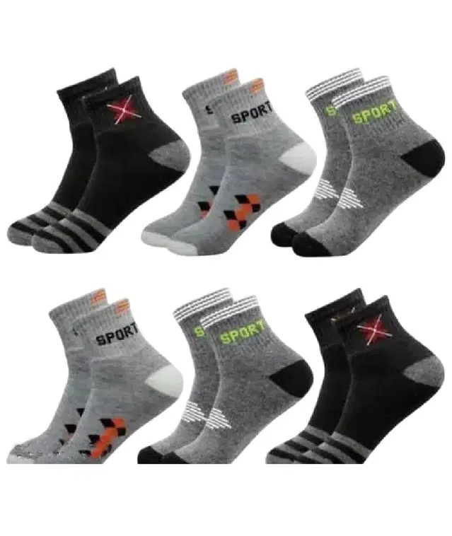 Cotton Blend Socks for Unisex, Pack of 6 (Multicolor)