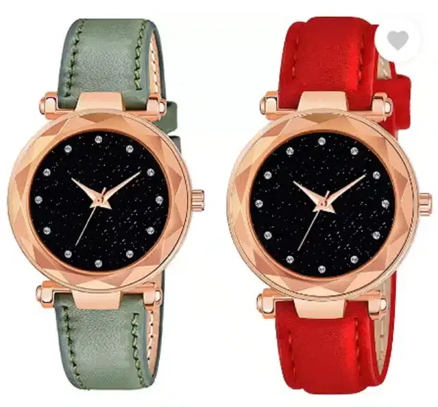 Analog Watch for Women, Pack of 2 (Multicolor)