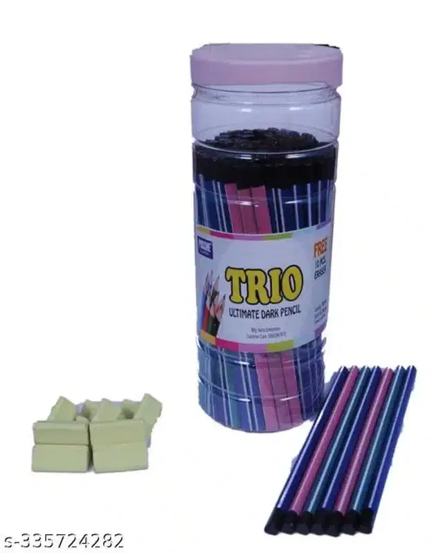 100 Pcs Pencils with 10 Pcs Eraser, Multicolor, Set of 2