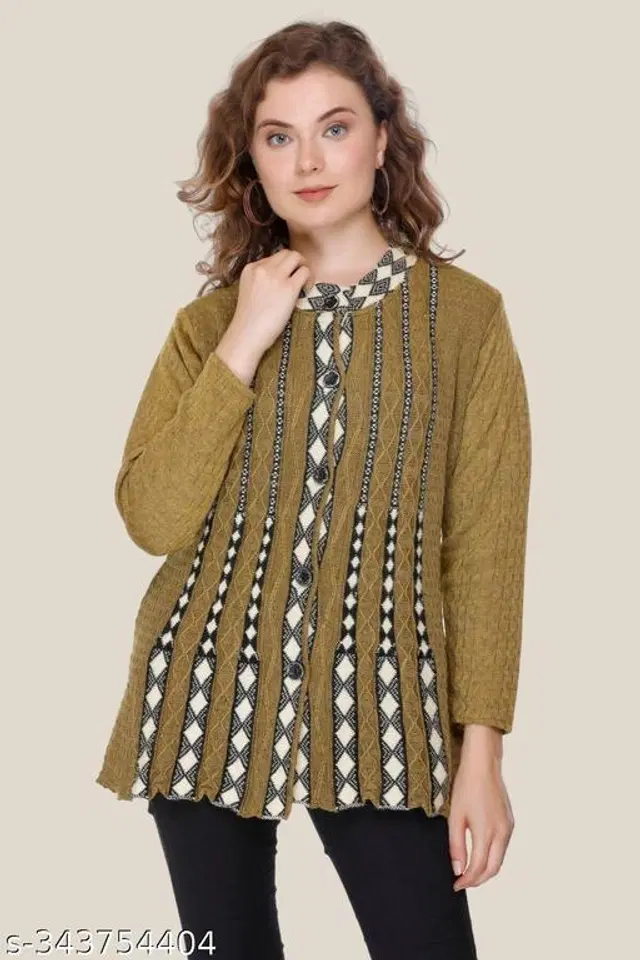 Woolen Sweaters for Women (Olive, M)