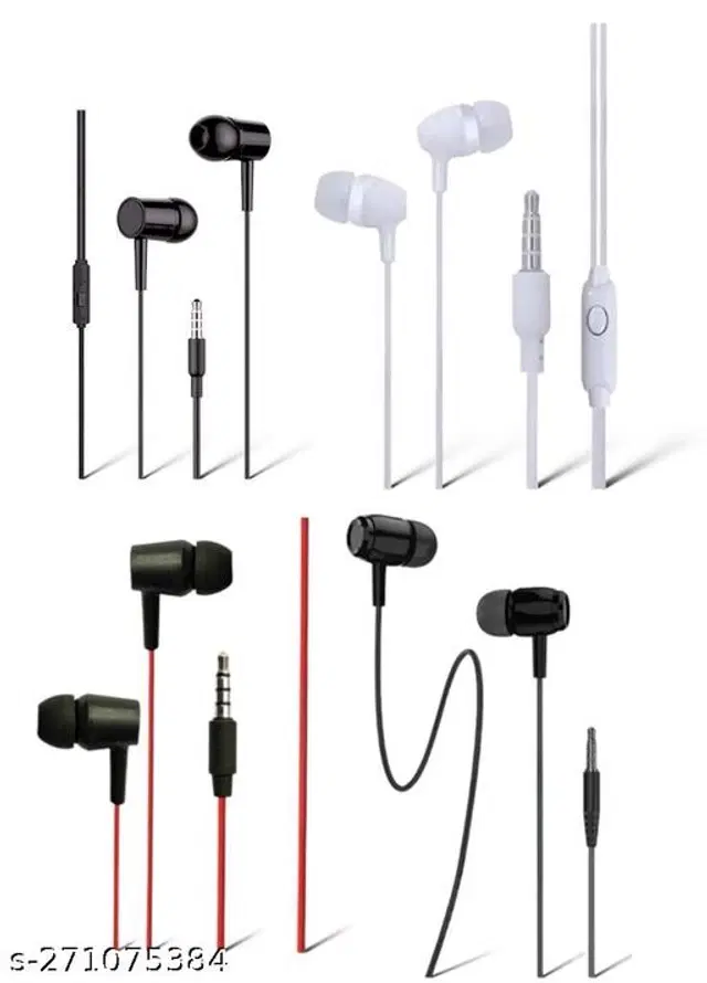 Premium 3.5 mm Jack Wired Earphones, Multicolor, Pack of 4
