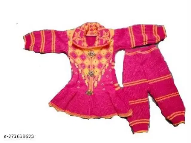 Woolen Sweater & Pant for Girls (Multicolor, 9-12 Months)