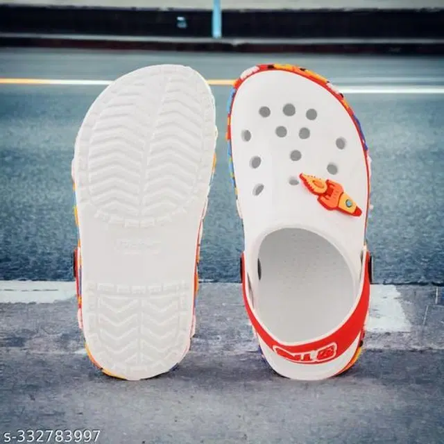 Clogs for Kids (White & Red, 2-2.5 Years)