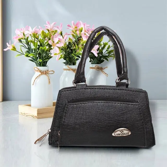 Maroon Women Hand-held Bag Handle Handbag For Women Small With 5 Pockets